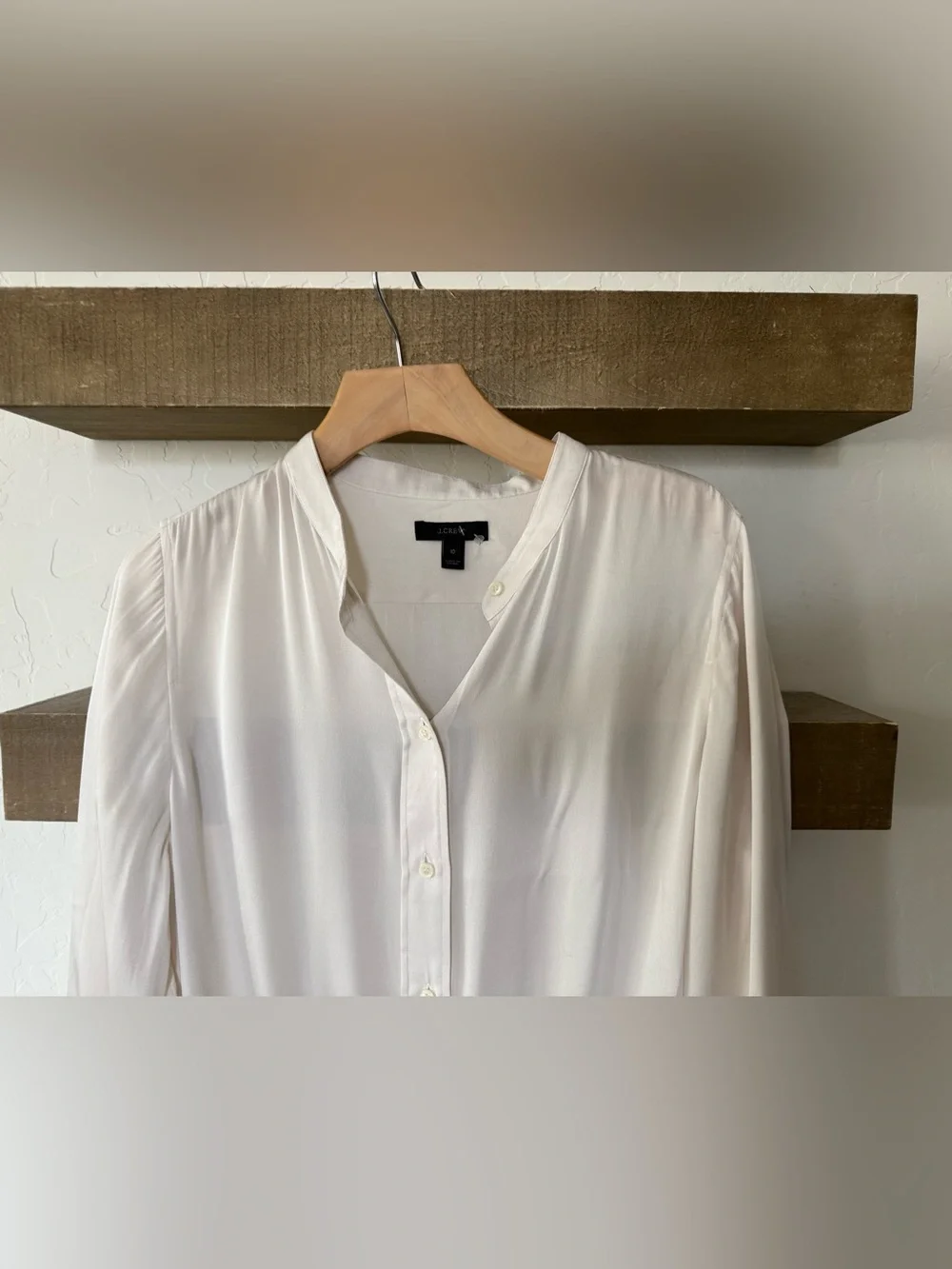 J crew|SILK Off White Long-Sleeve Ivory Button-Front Bodysuit•••Size 10,Drapey